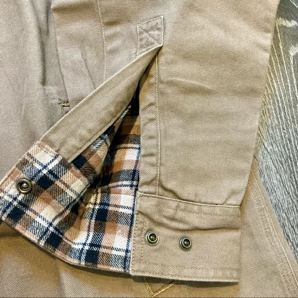 Carhartt Men’s Canvas Shirt Jacket Flannel Lined Long Sleeve Tan Tall Large - Picture 9 of 15